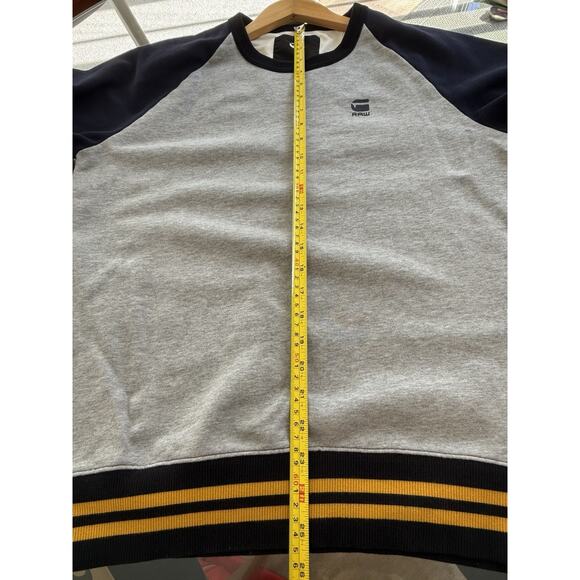 G-Star RAW Malizo R Crewneck Sweatshirt Gray Navy Size L Striped Trim Casual - Picture 6 of 6